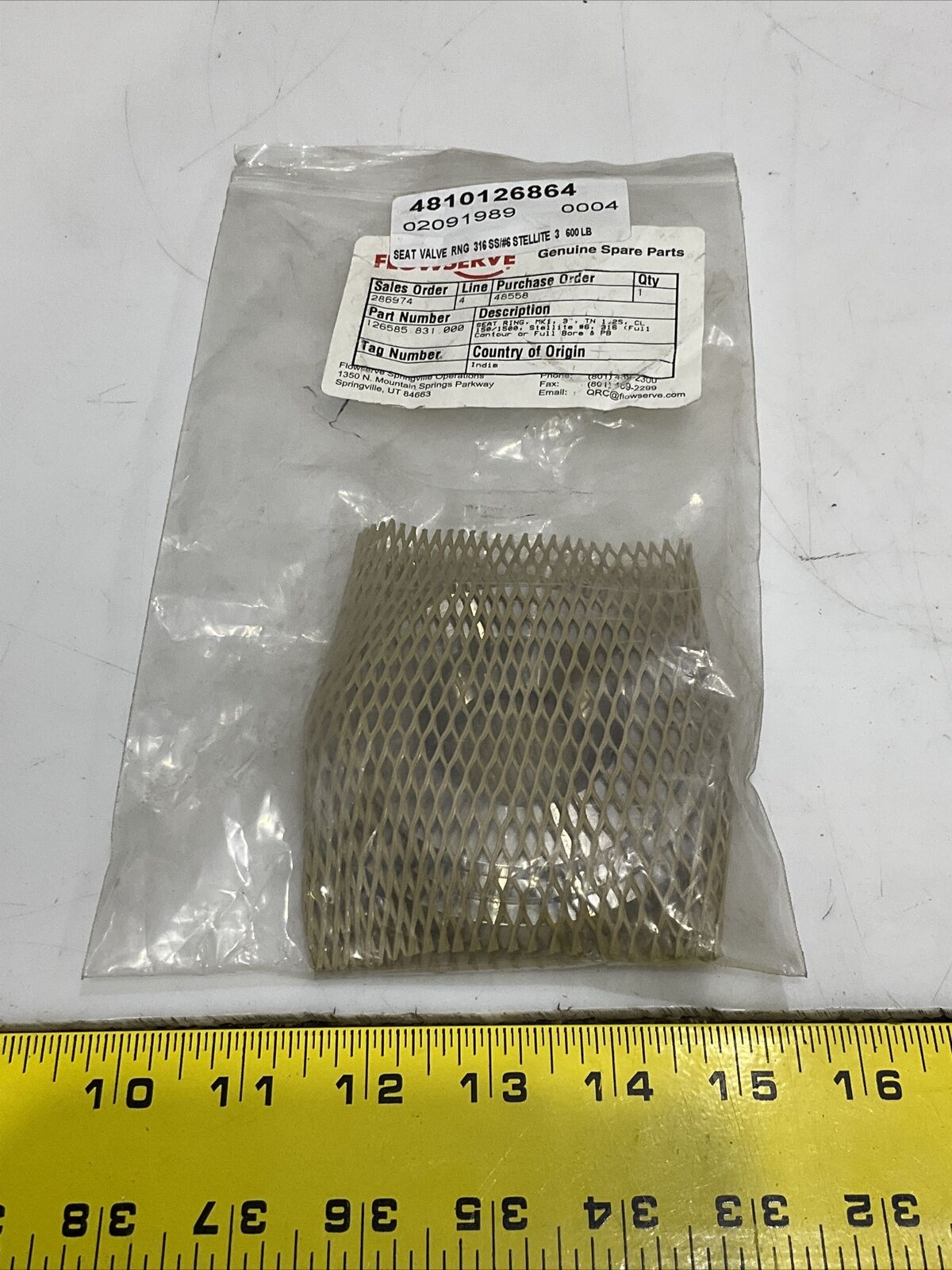 FLOWSERVE 126585.831.000 SEAT RING MK1 3” TN 1.25 CL 150/1500 373