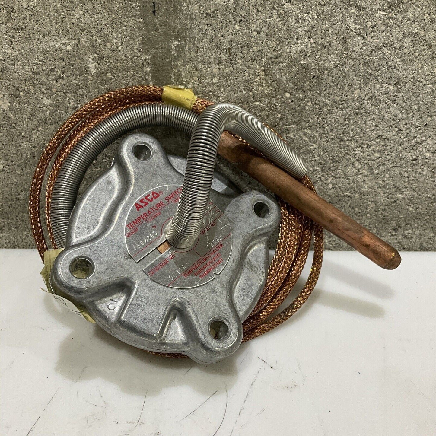 ASCO QL11A1 TEMPERATURE TRANSDUCER SWITCH 160-260F W/ 6FT COPPER TEMP SENSOR 373