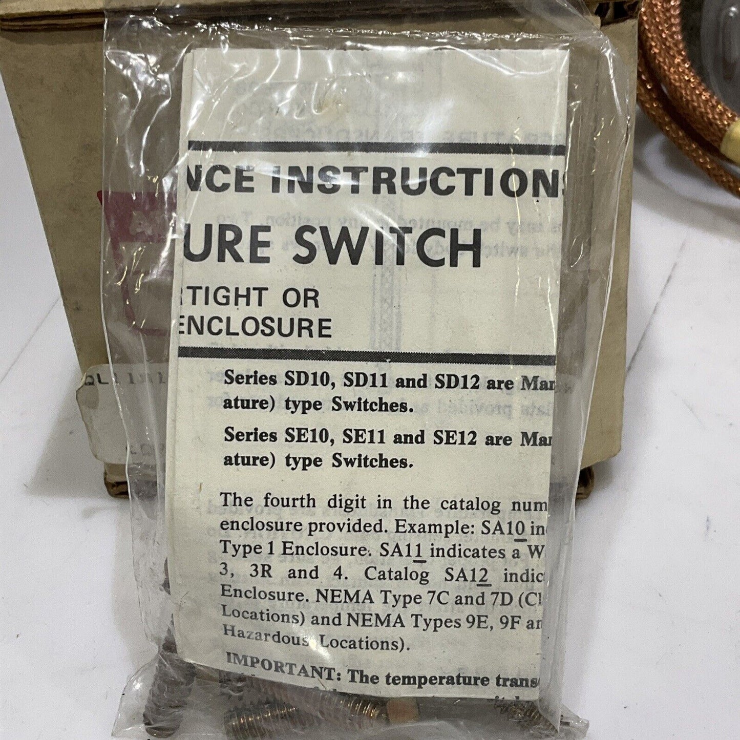 ASCO QL11A1 TEMPERATURE TRANSDUCER SWITCH 160-260F W/ 6FT COPPER TEMP SENSOR 373