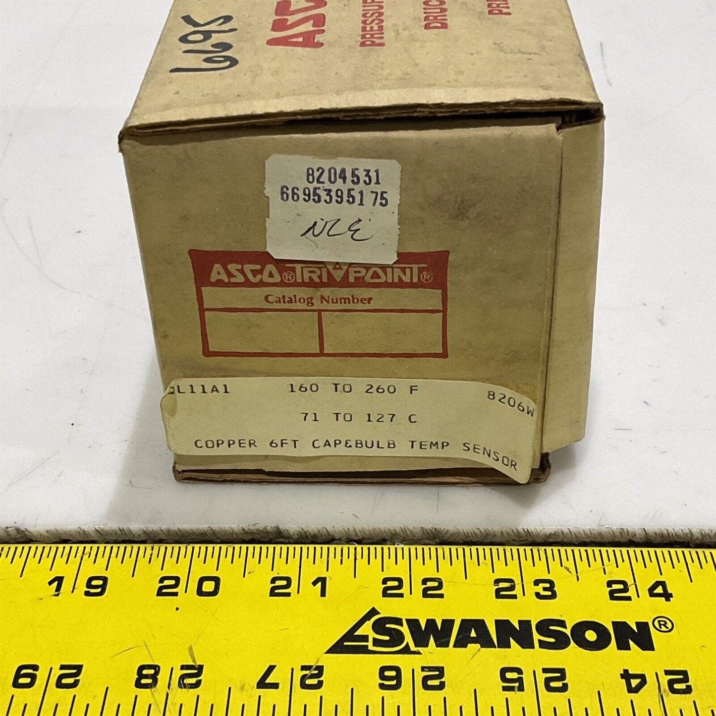 ASCO QL11A1 TEMPERATURE TRANSDUCER SWITCH 160-260F W/ 6FT COPPER TEMP SENSOR 373