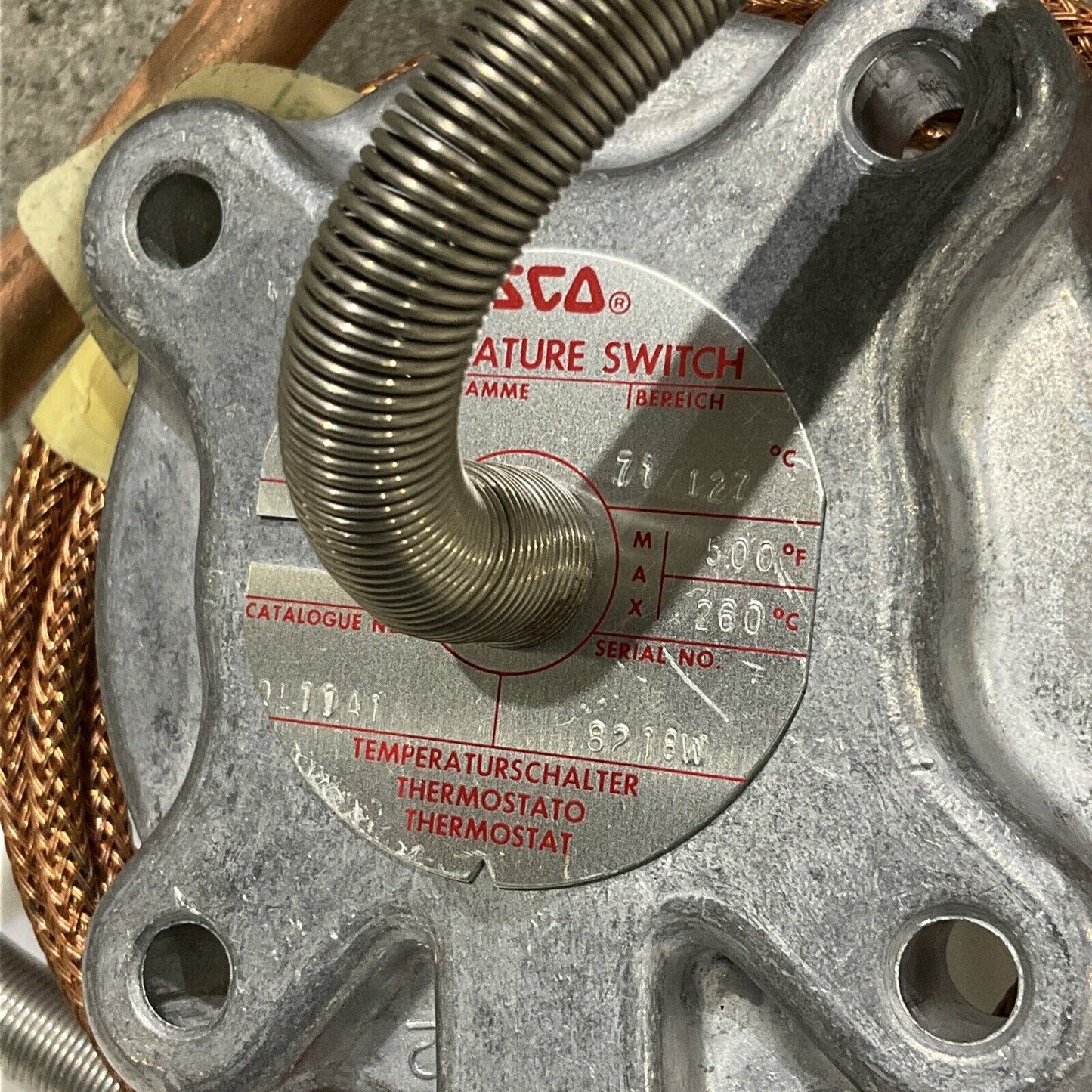 ASCO QL11A1 TEMPERATURE TRANSDUCER SWITCH 160-260F W/ 6FT COPPER TEMP SENSOR 373