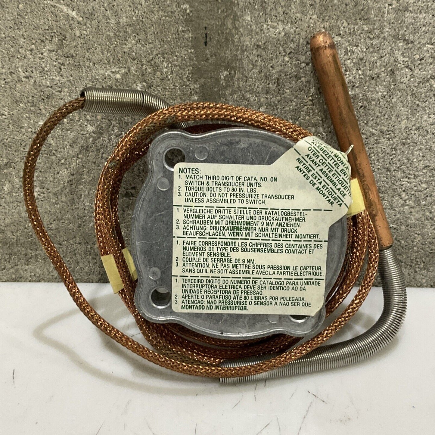 ASCO QL11A1 TEMPERATURE TRANSDUCER SWITCH 160-260F W/ 6FT COPPER TEMP SENSOR 373