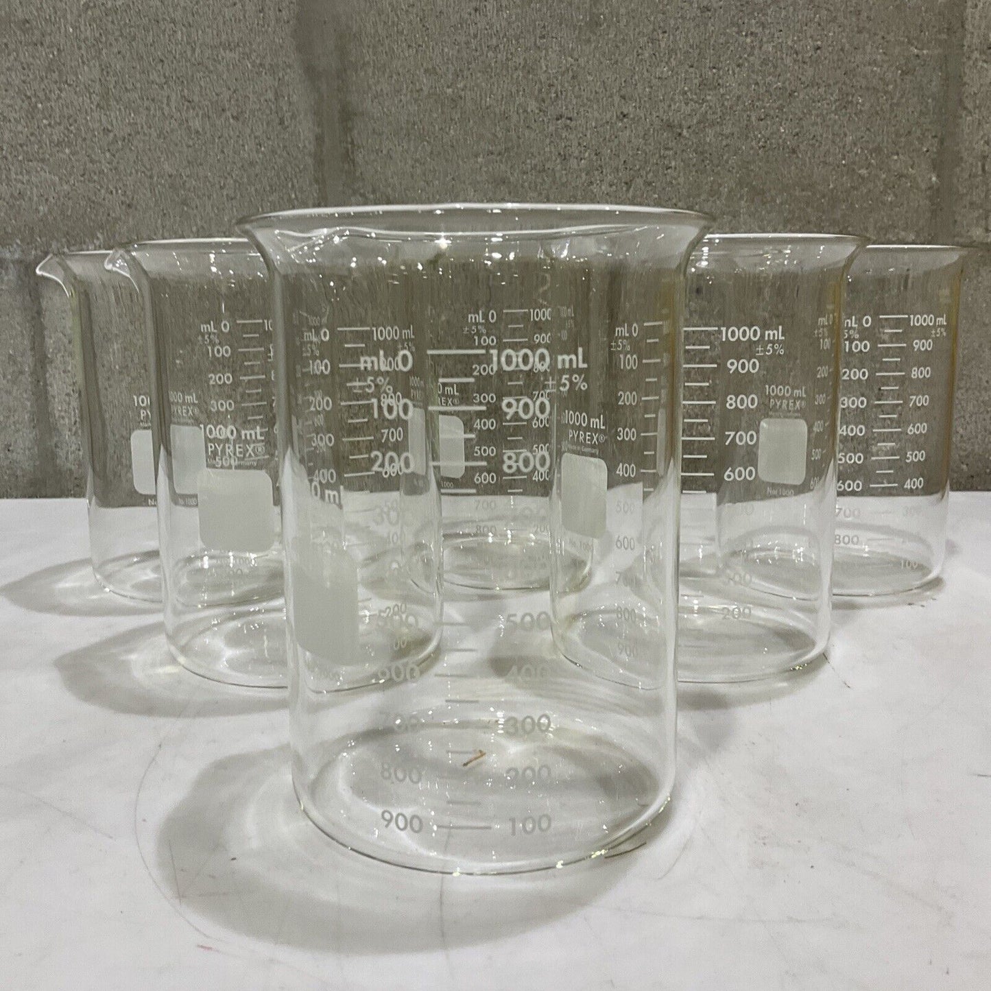 PYREX 1000-1L GRIFFIN BEAKER LOW FORM DOUBLE SCALE 7740 GLASS LOT OF 6 373