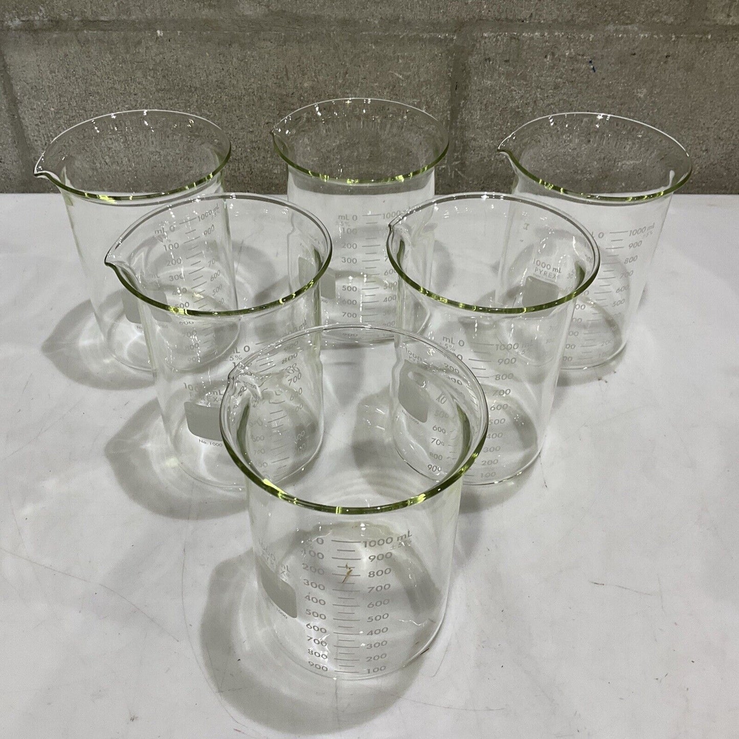 PYREX 1000-1L GRIFFIN BEAKER LOW FORM DOUBLE SCALE 7740 GLASS LOT OF 6 373