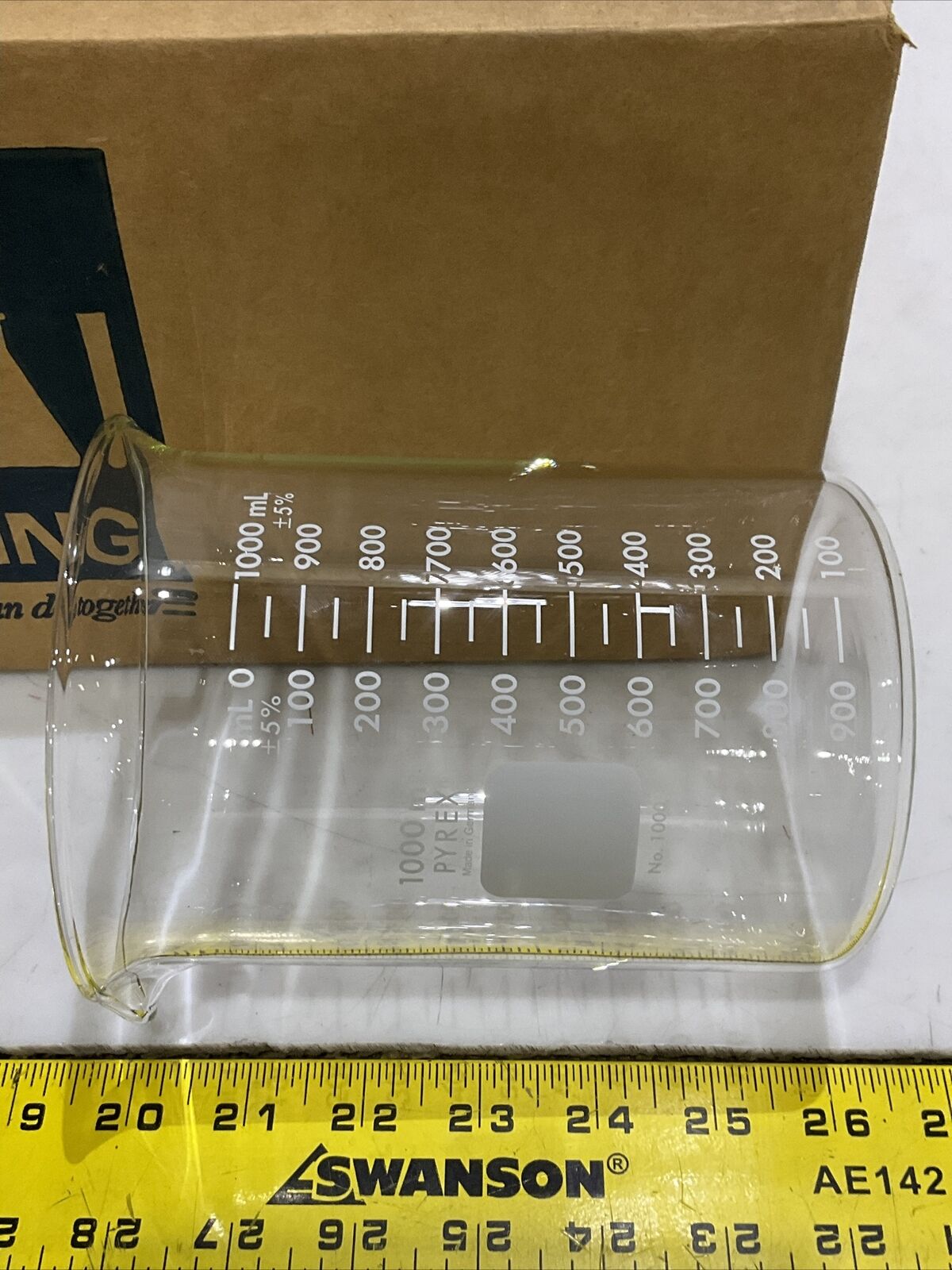 PYREX 1000-1L GRIFFIN BEAKER LOW FORM DOUBLE SCALE 7740 GLASS LOT OF 6 373