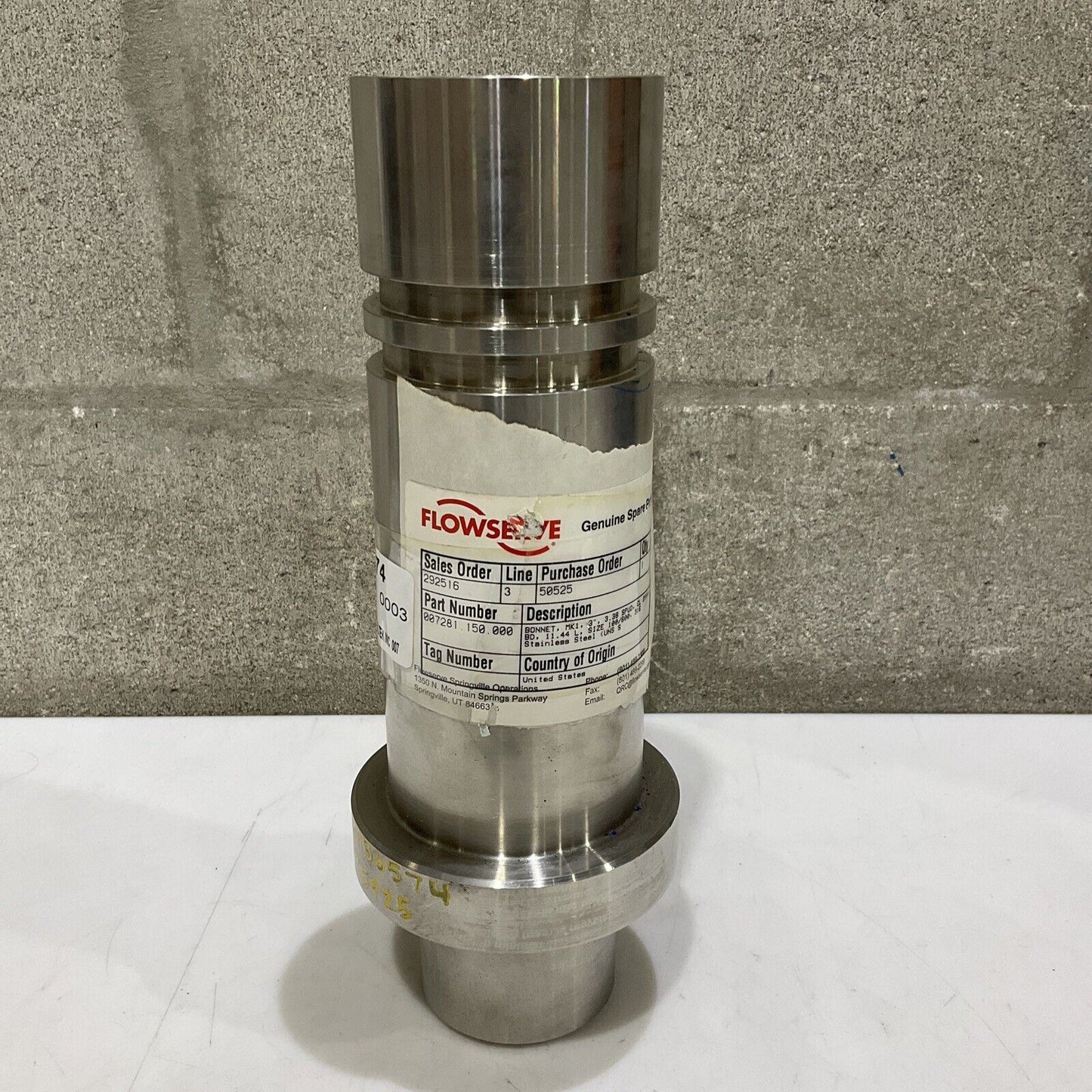 FLOWSERVE 007281.150.000 BONNET MK1 3” 3.38 SPUD CL 2500 11.44L 100/600 373
