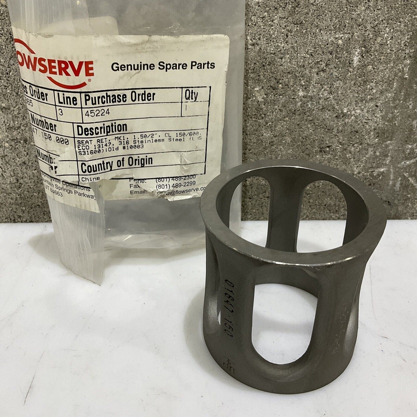 FLOWSERVE 001847-150-000 SEAT RETAINER 1.50/2” CL 150/600 ECO 13147 316 SS 373