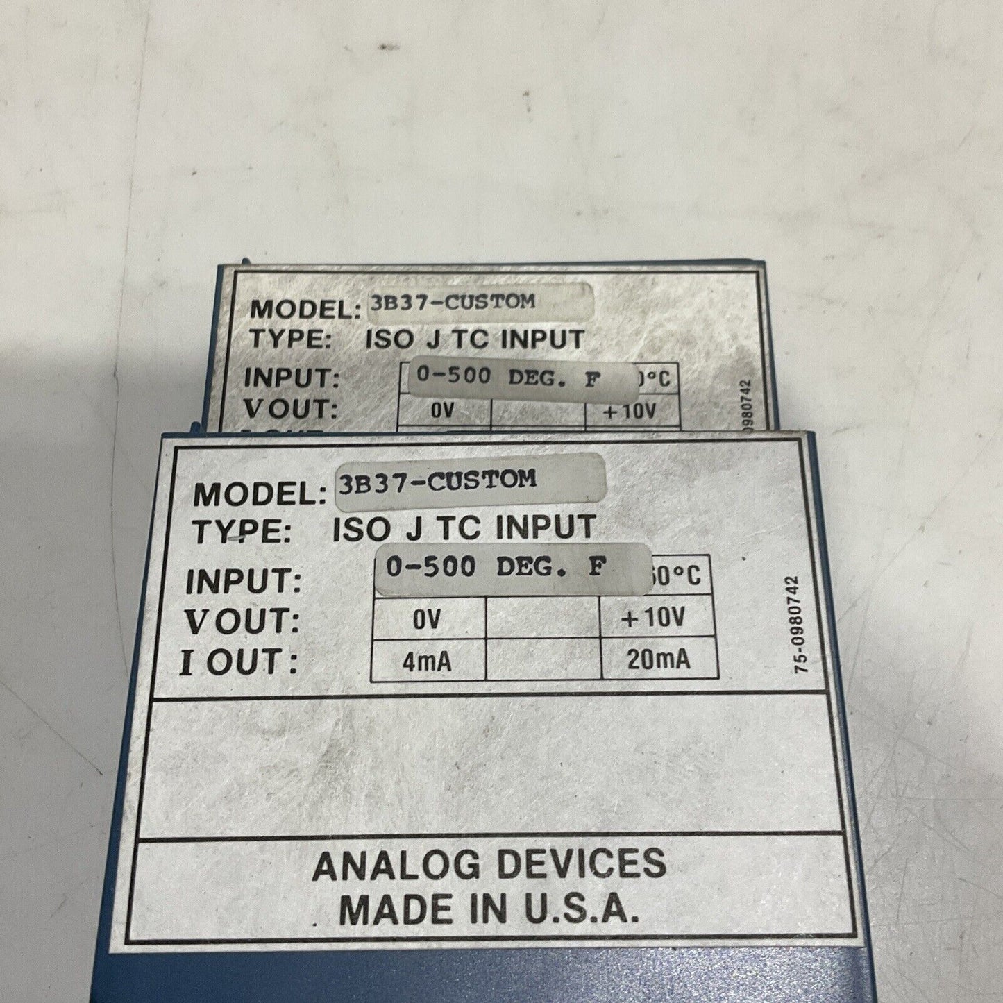 ANALOG DEVICES 3B37-CUSTOM ISOLATED TC INPUT 0-500 DEGREE F LOT OF 2 373