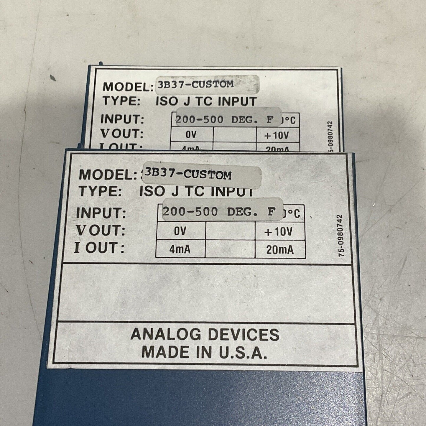 ANALOG DEVICES 3B37-CUSTOM ISOLATED TC INPUT 200-500 DEGREE F LOT OF 2 373