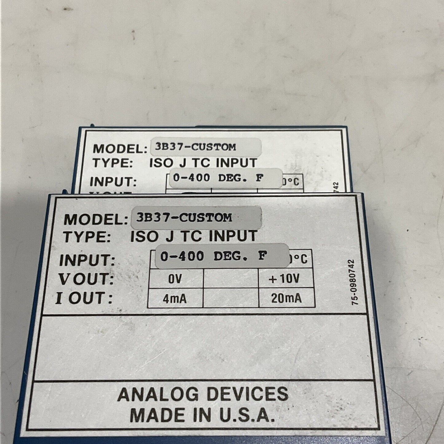 ANALOG DEVICES 3B37-CUSTOM ISOLATED TC INPUT 0-400 DEGREE F LOT OF 2 373