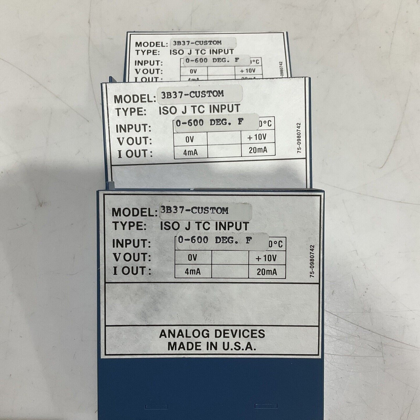 ANALOG DEVICES 3B37-CUSTOM ISOLATED TC INPUT 0-600 DEGREE F LOT OF 3 373