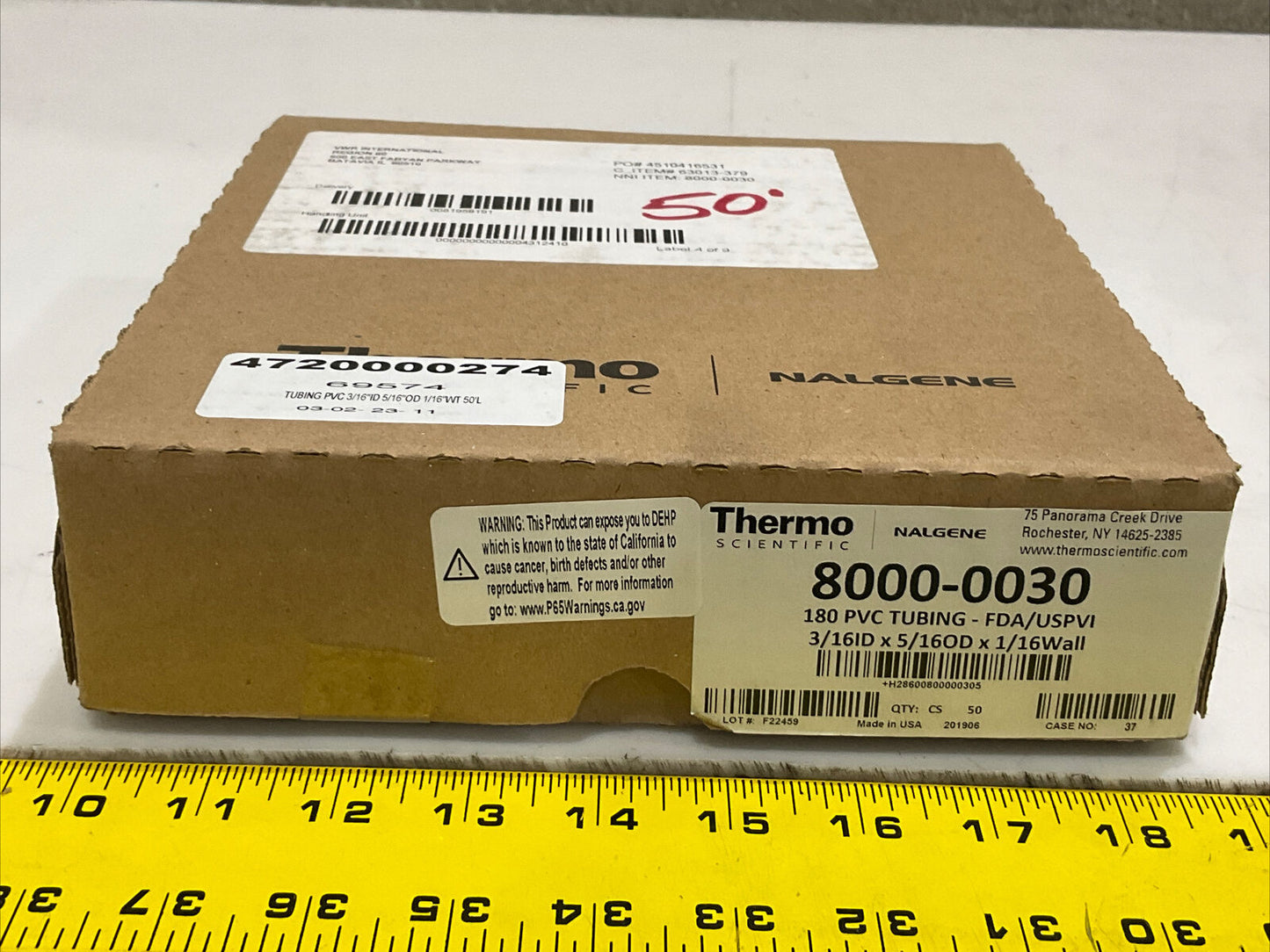THERMO SCIENTIFIC 8000-0030 CLEAR PVC TUBING 3/16 ID X 5/16 OD X 1/16 WALL 373