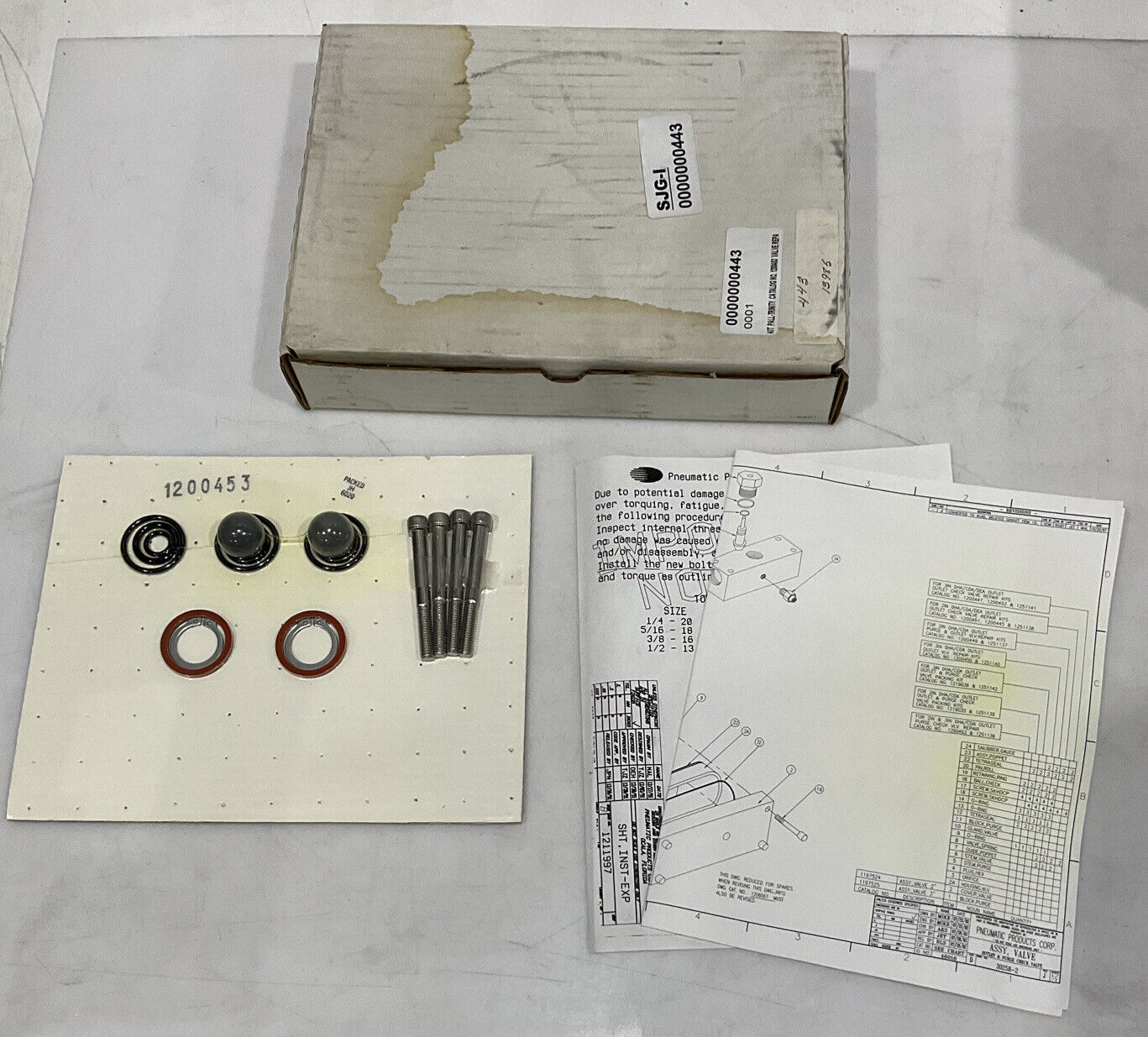 PNEUMATIC PRODUCTS 1200453 VALVE REPAIR KIT 373