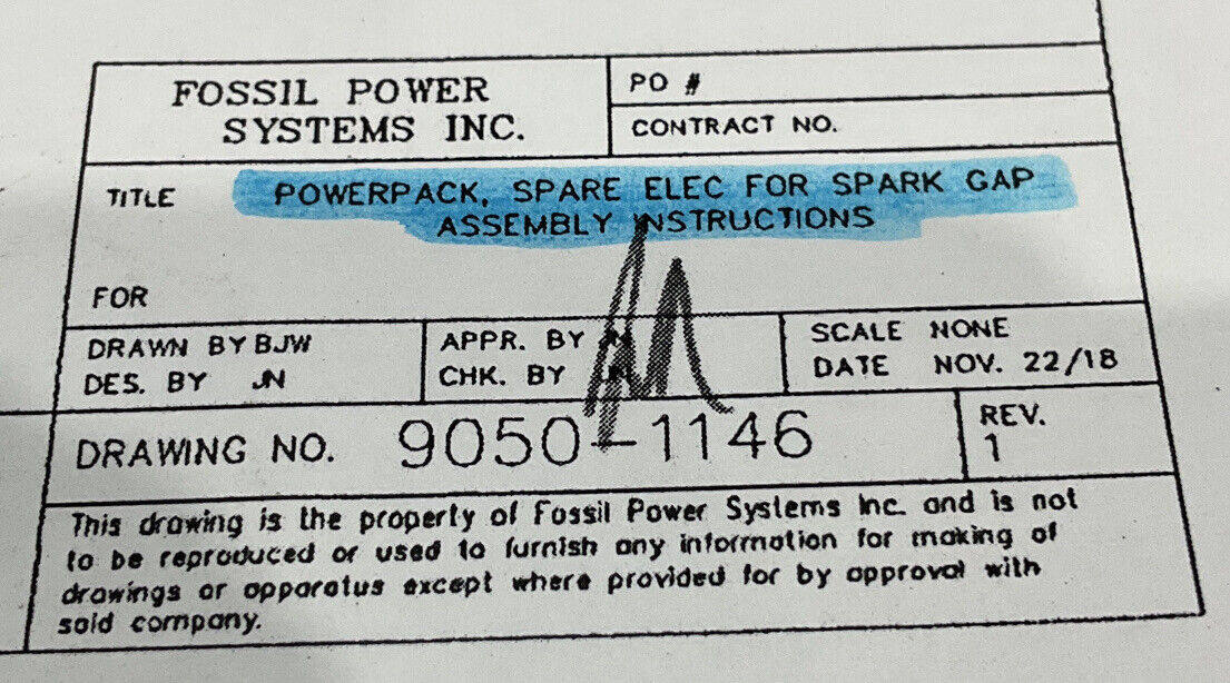 FOSSIL POWER SYSTEMS 7900-2505-01 POWER SUPPLY IGNITION POWERPACK INPUT 373