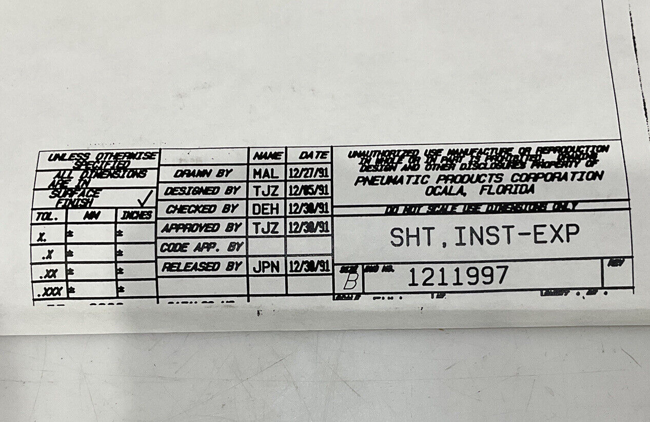 PNEUMATIC PRODUCTS 1200453 VALVE REPAIR KIT 373