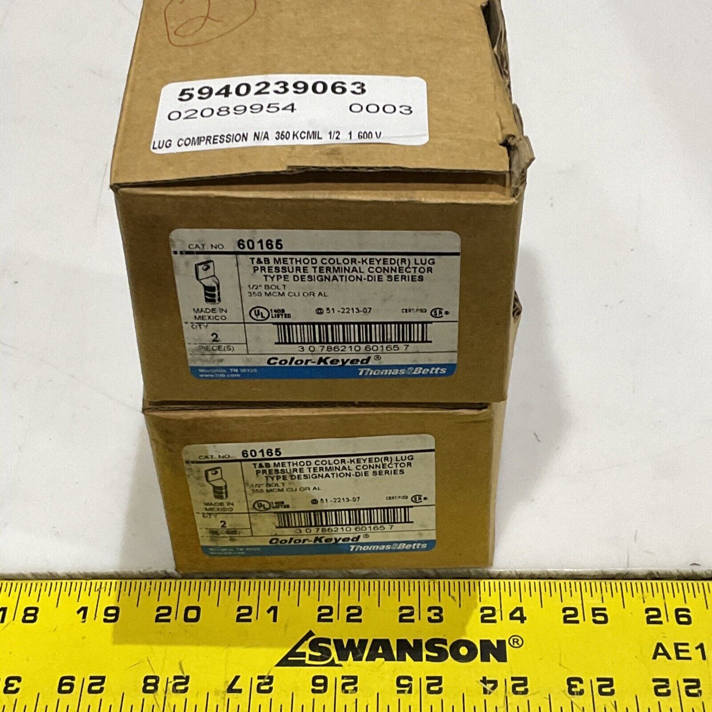 THOMAS & BETTS 69165 BROWN 87 LUG PRESSURE TERMINAL CONNECTOR LOT OF 4 373