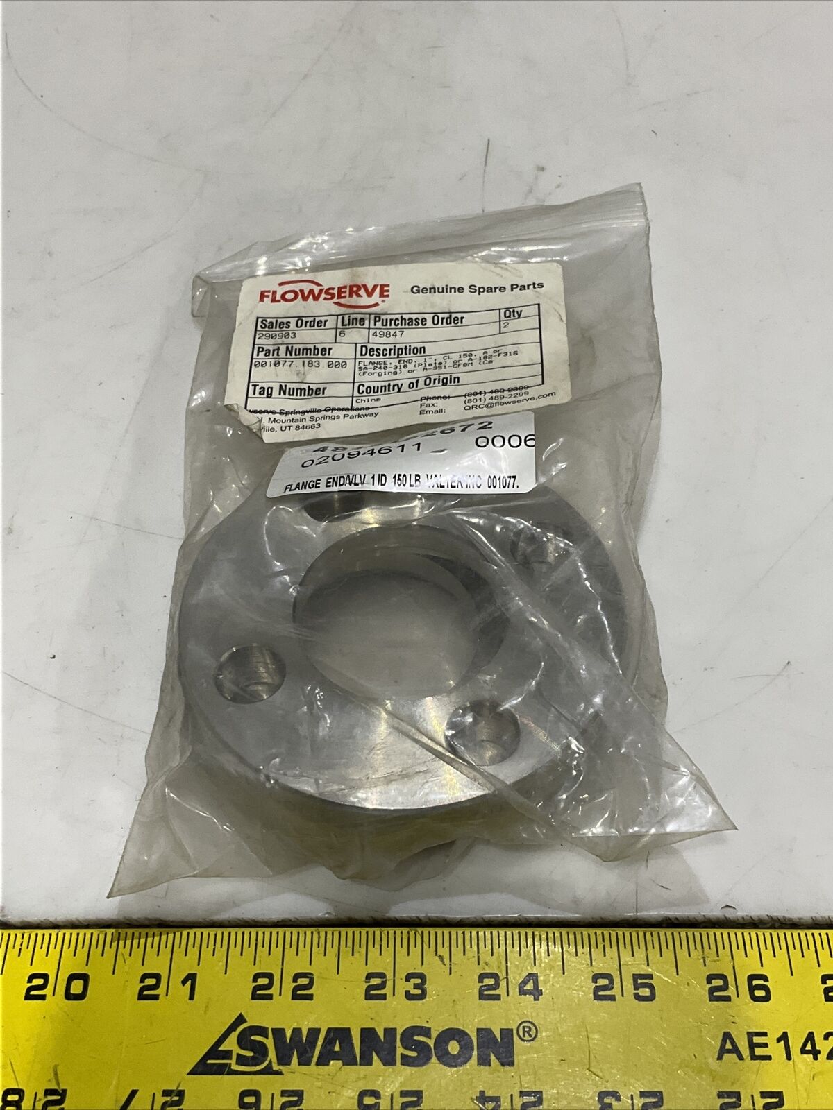 FLOWSERVE 001077-183-000 END FLANGE 1” CL 150 LOT OF 2 373
