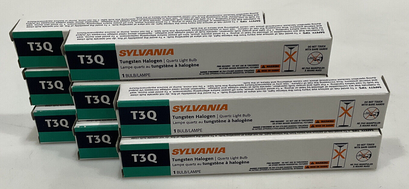 SYLVANIA T3Q TUNGSTEN HALOGEN QUARTZ LIGHT BULB LOT OF 8 373