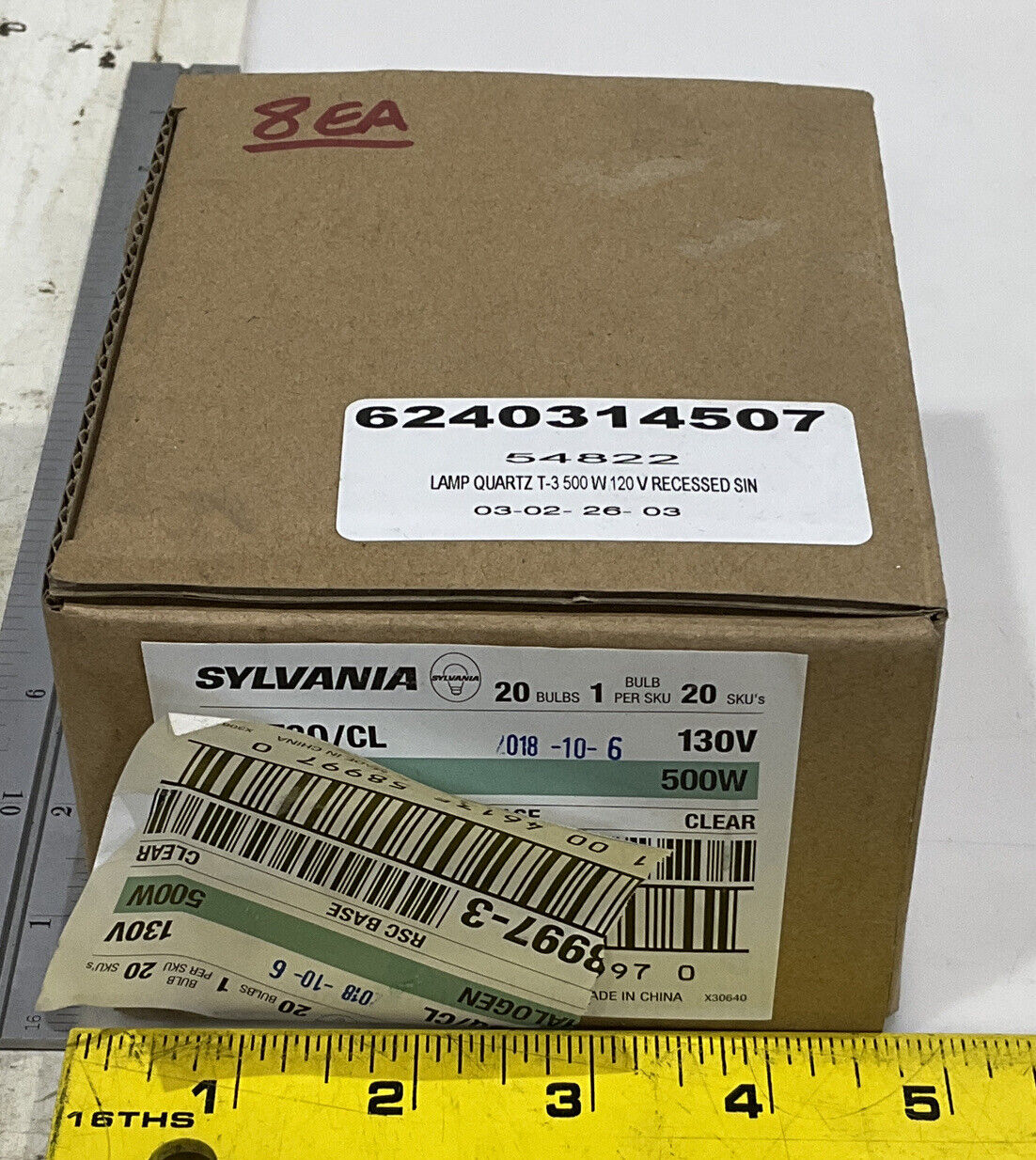SYLVANIA T3Q TUNGSTEN HALOGEN QUARTZ LIGHT BULB LOT OF 8 373