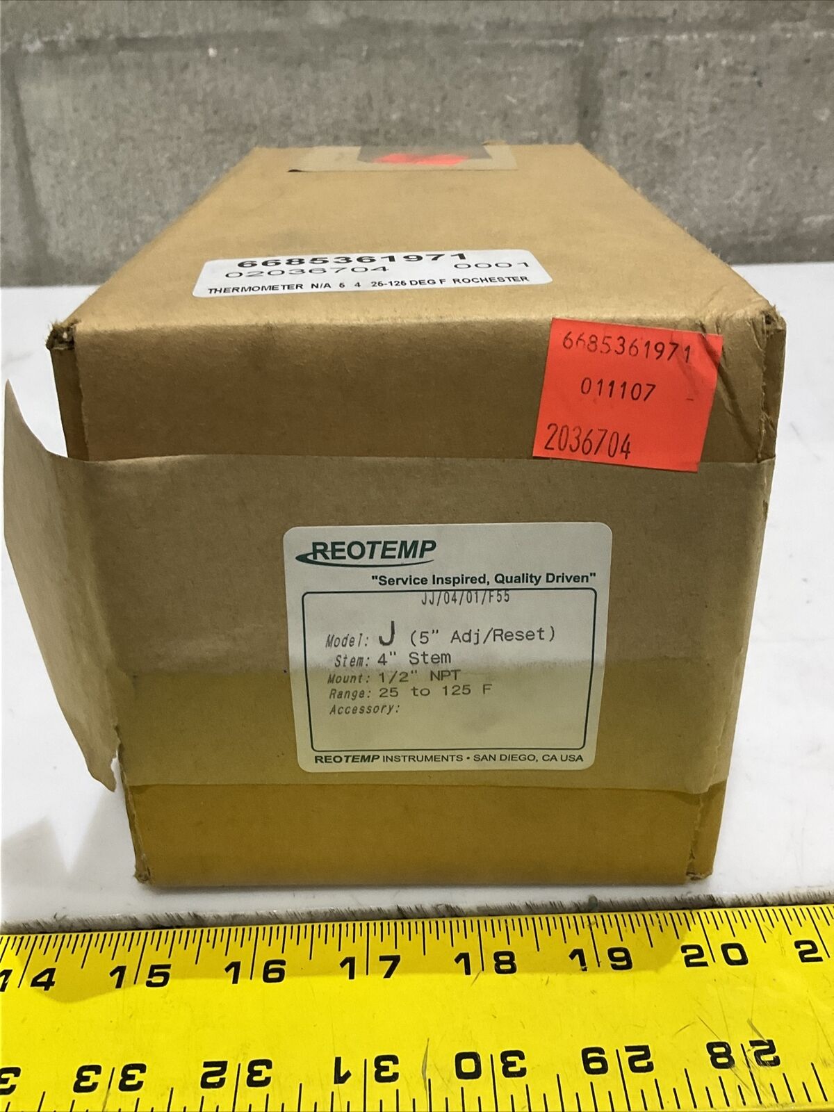REOTEMP J 25-125 DEGREE THERMOMETER 4” STEM 373