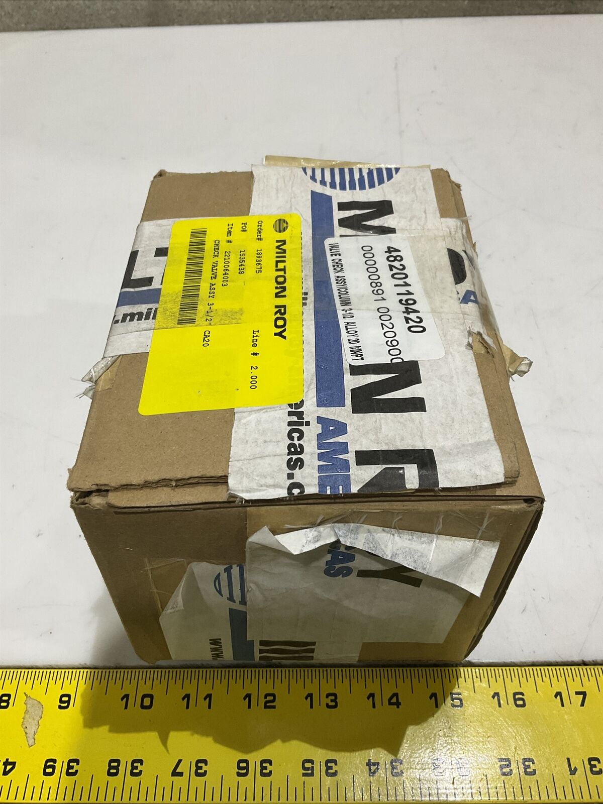 MILTON ROY 2210064003 5421-118 CHECK VALVE ASSEMBLY 3.5” ALLOY 20 190 PSI 373