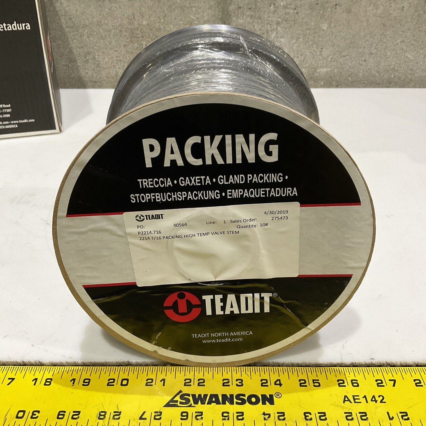 TEADIT 2214 PACKING HIGH STEM TEMP VALVE STEM 7/16” 10 LB 373