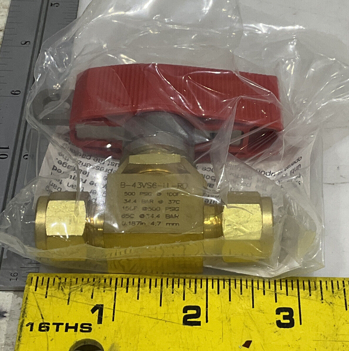 SWAGELOK B-43VS6-LL-RD BALL VALVE 373