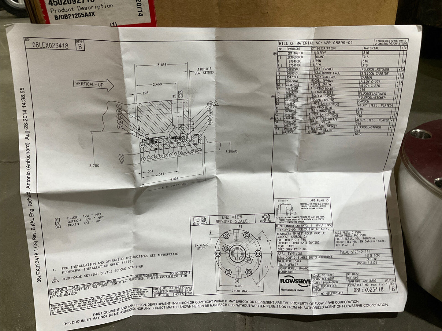 FLOWSERVE B/QB21255A4X MECHANICAL SEAL ASSEMBLY 474