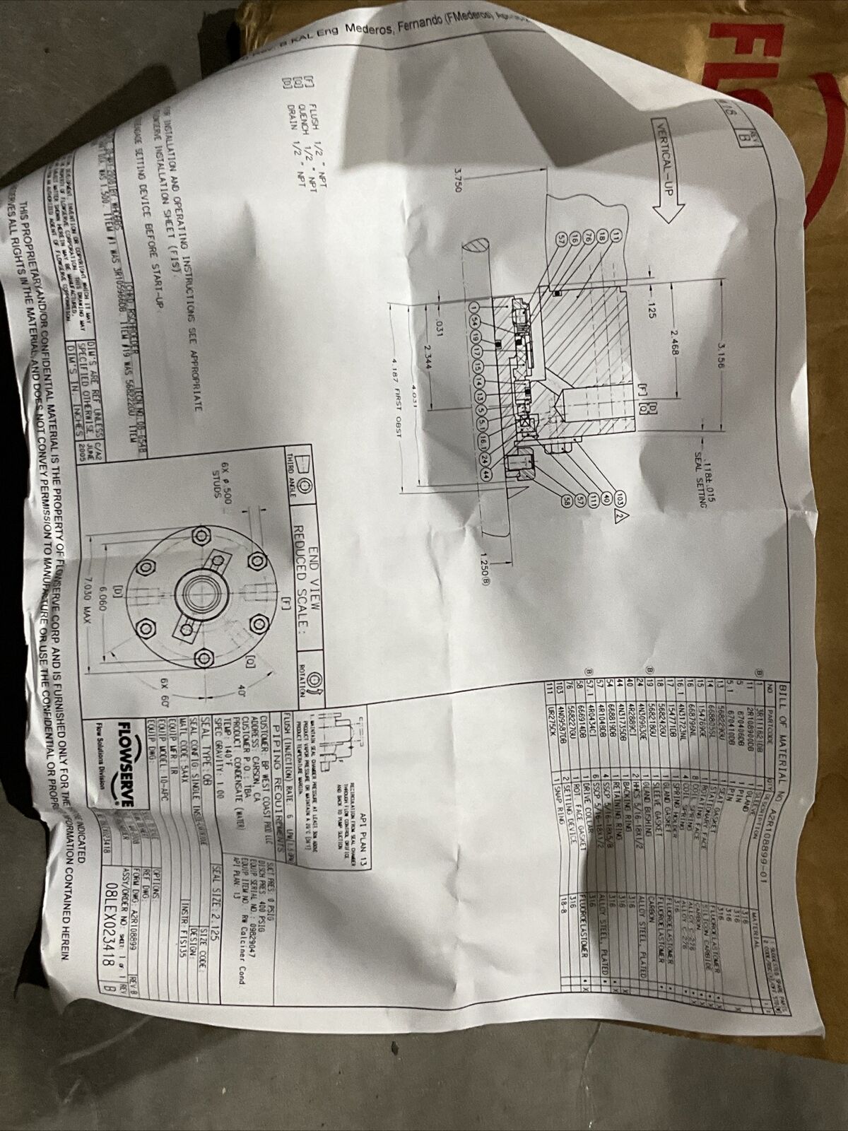 FLOWSERVE B/QB21255A4X MECHANICAL SEAL ASSEMBLY 474