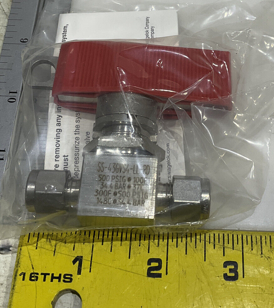 SWAGELOK SS-43GVS4-LL-RD BALL VALVE LOT OF 2 373