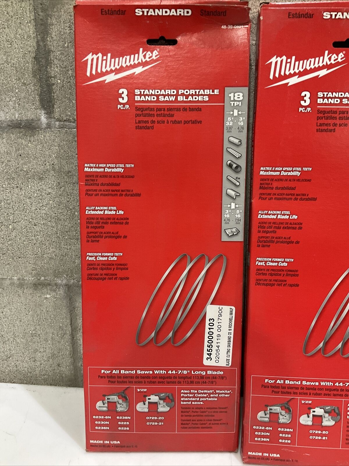MILWAUKEE 48-39-0521 STANDARD PORTABLE BAND SAW BLADES 5/32”-3/16” LOT OF 3 373