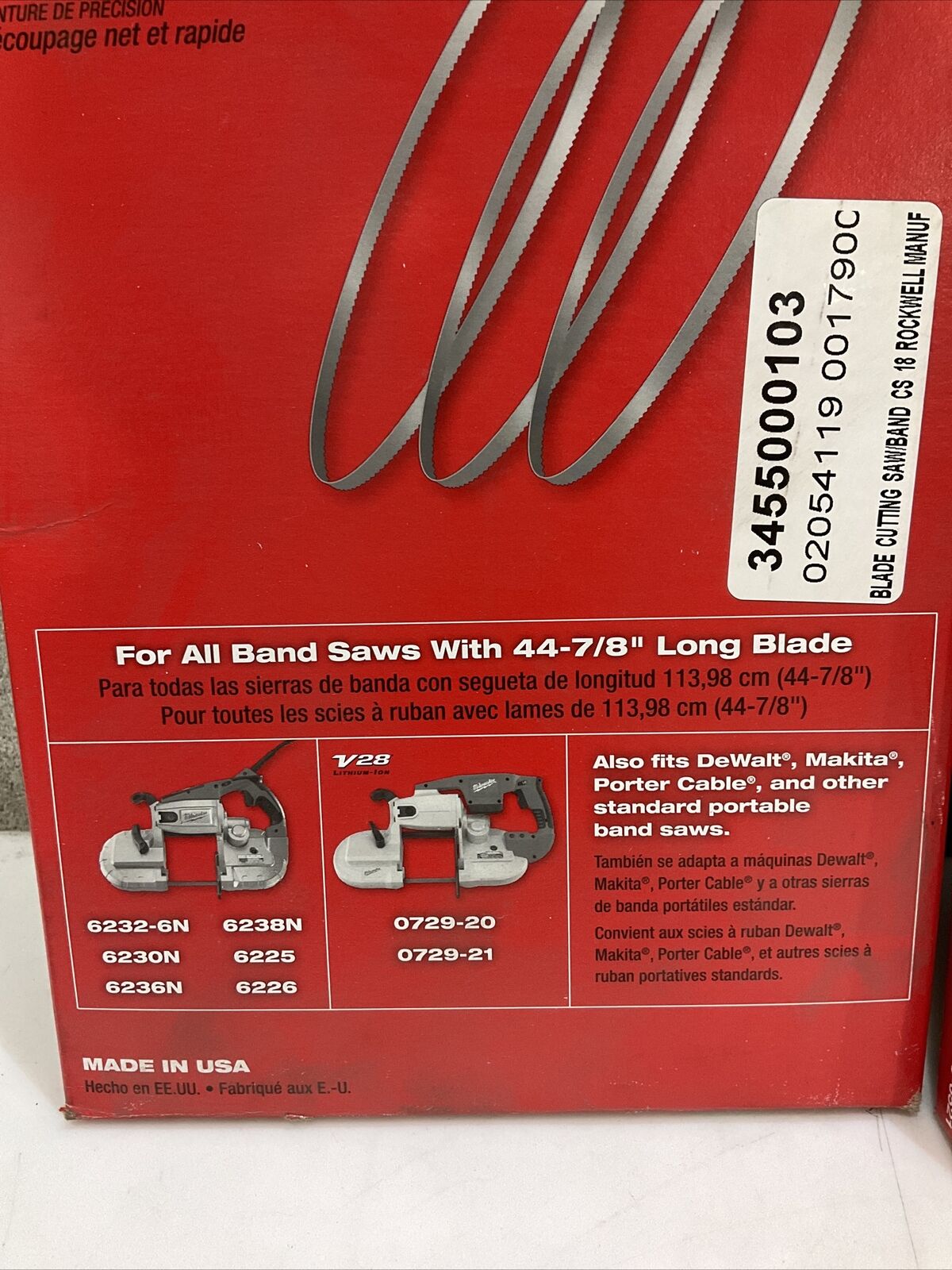 MILWAUKEE 48-39-0521 STANDARD PORTABLE BAND SAW BLADES 5/32”-3/16” LOT OF 3 373