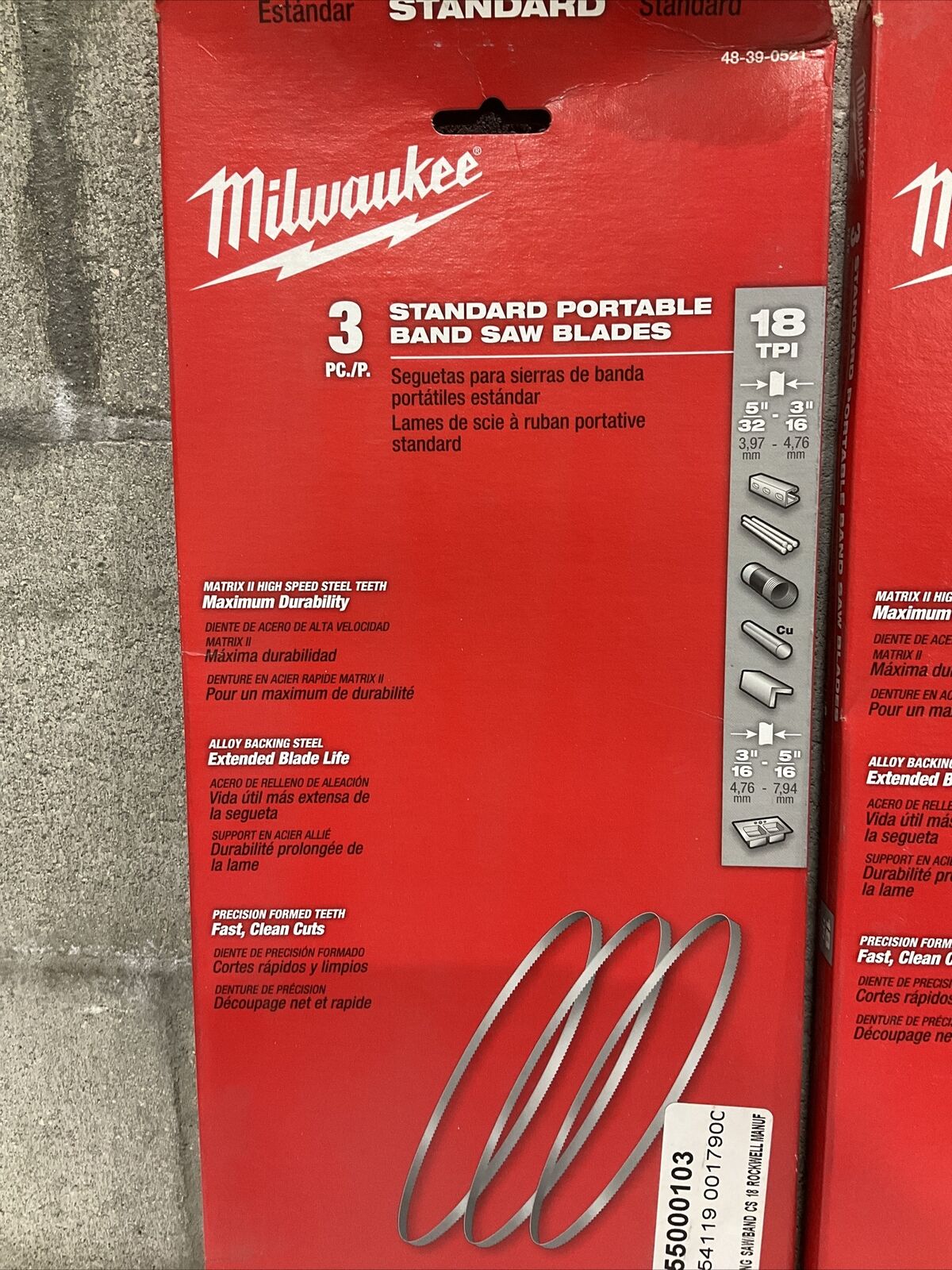 MILWAUKEE 48-39-0521 STANDARD PORTABLE BAND SAW BLADES 5/32”-3/16” LOT OF 3 373