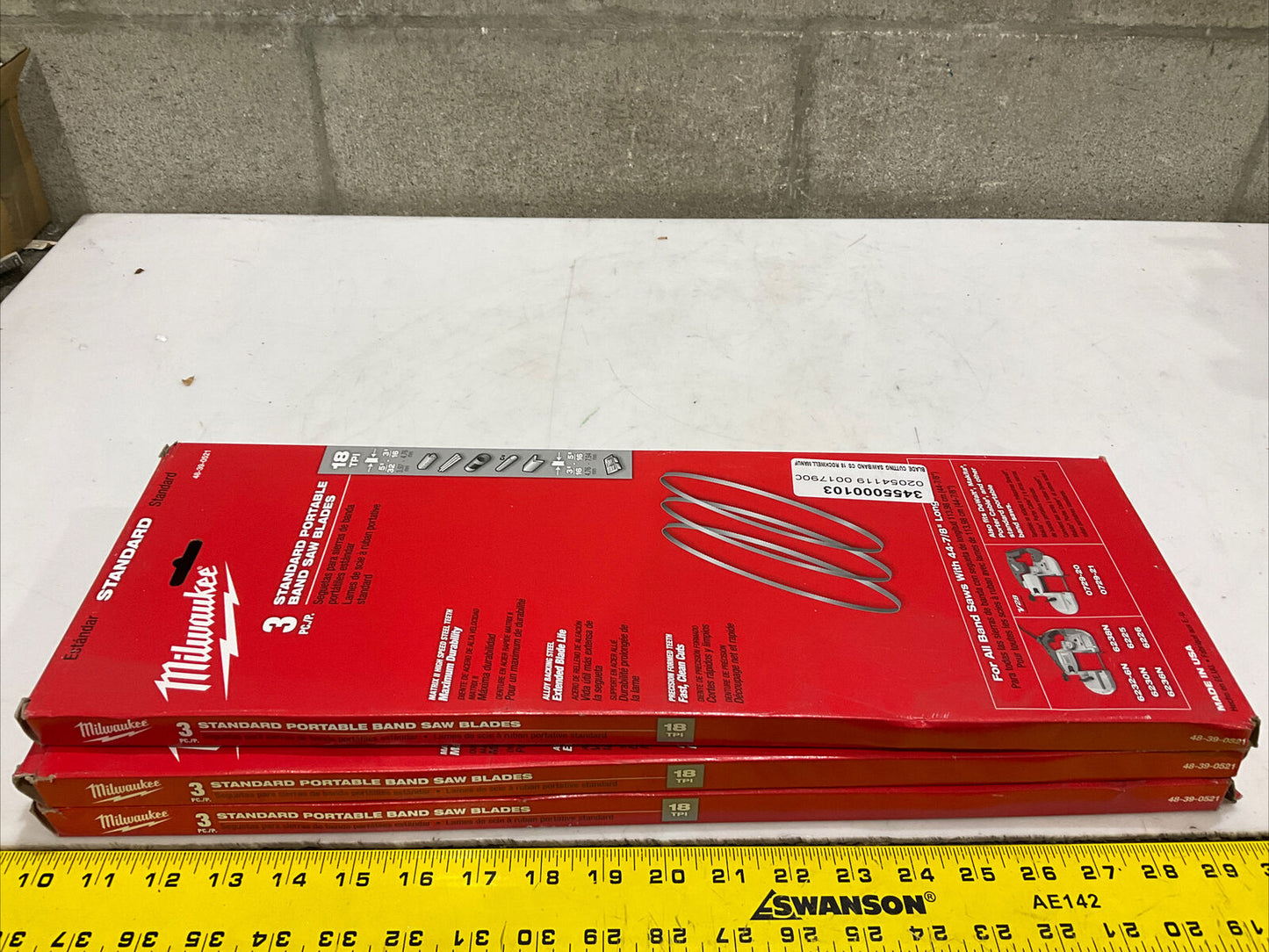 MILWAUKEE 48-39-0521 STANDARD PORTABLE BAND SAW BLADES 5/32”-3/16” LOT OF 3 373