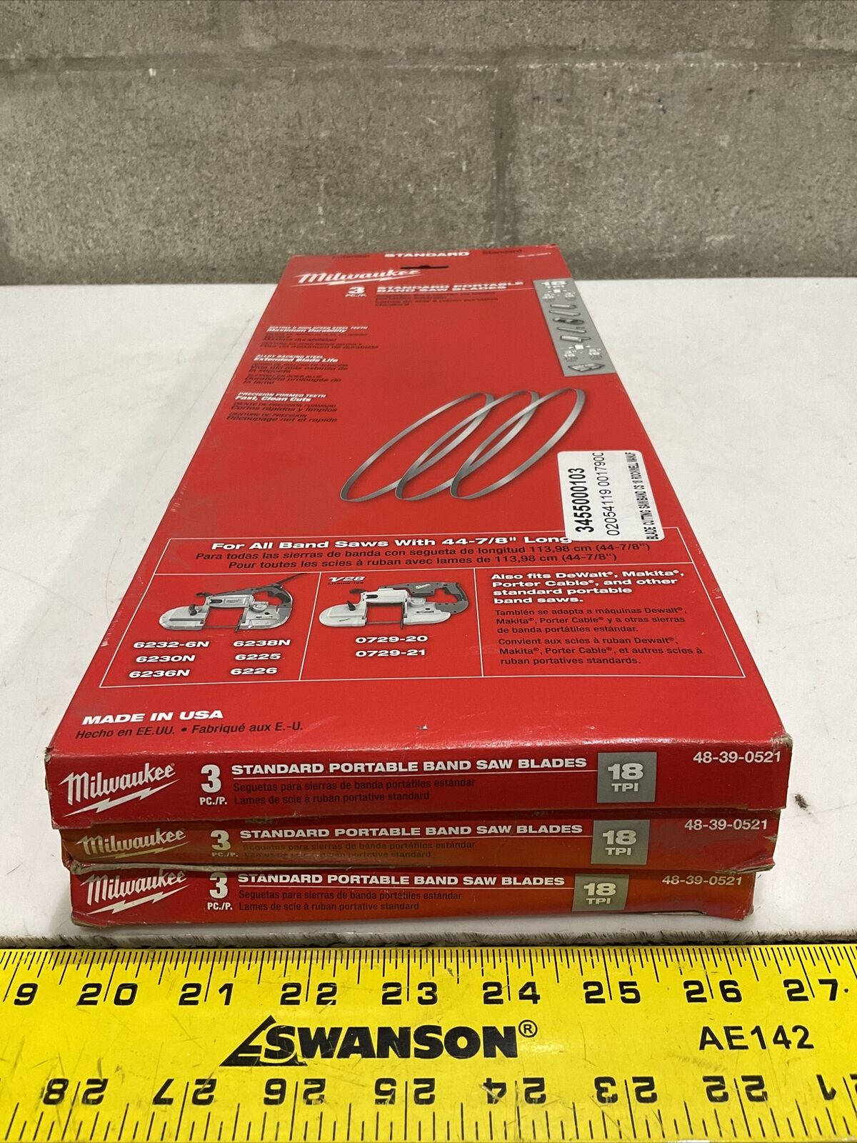 MILWAUKEE 48-39-0521 STANDARD PORTABLE BAND SAW BLADES 5/32”-3/16” LOT OF 3 373