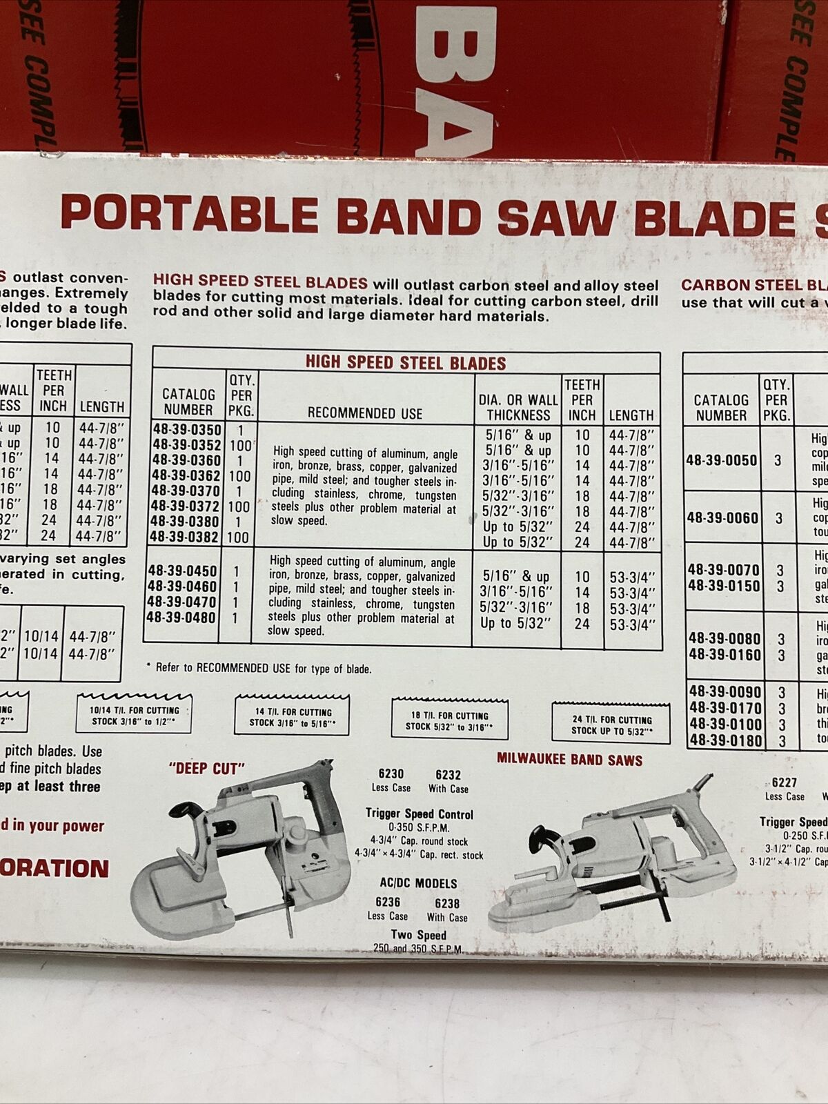 MILWAUKEE 48-39-0090 PORTABLE BAND SAW BLADES 44-7/8” X 1/2” X .020 373
