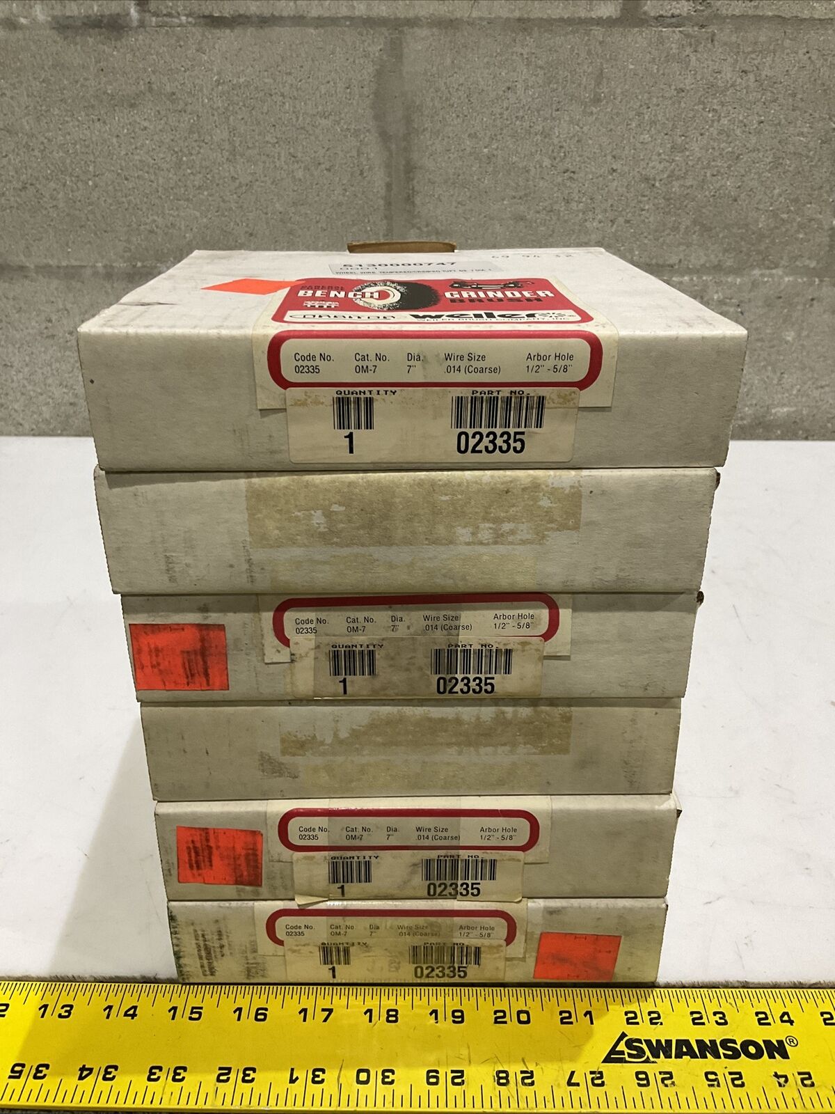 WEILER 02335 OM-7 BENCH GRINDER BRUSH 7” .014 1/2”-5/8” HOLE LOT OF 6373