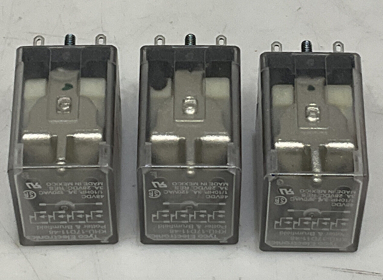 TYCO ELECTRONICS KHU-17D11-48 48VDC GENERAL PURPOSE RELAY LOT OF 3 373