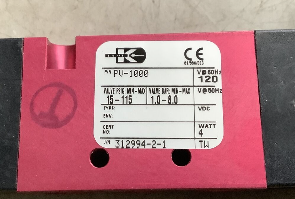 K-TORK TYPE K PV-1000 VERSA SOLENOID 476