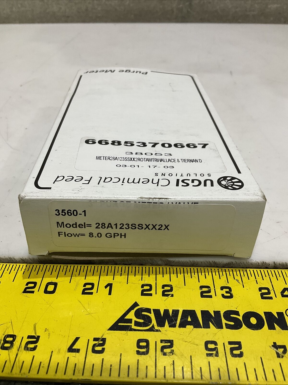 UGSI CHEMICAL FEED 3560-1 28A123SSXX2X PURGE METER 373