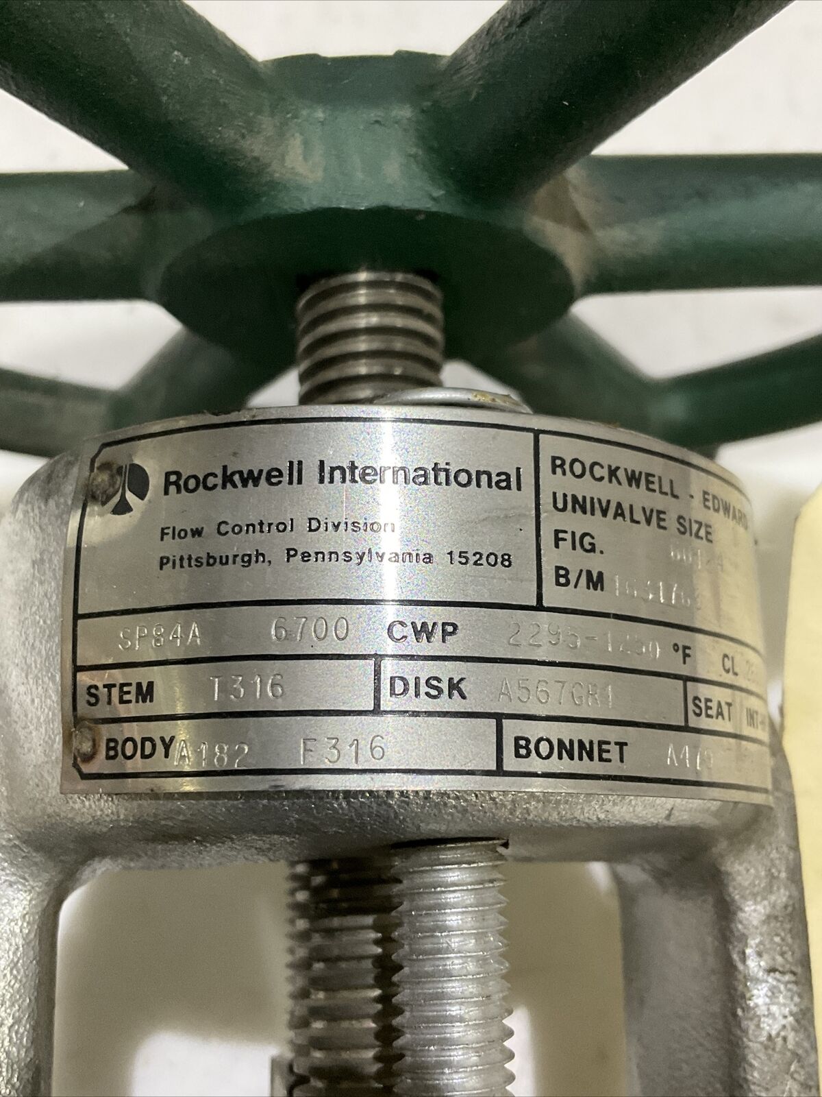 ROCKWELL INTERNATIONAL 66124 SP84A GATE VALVE 1” T317 STEM A567GR1 373