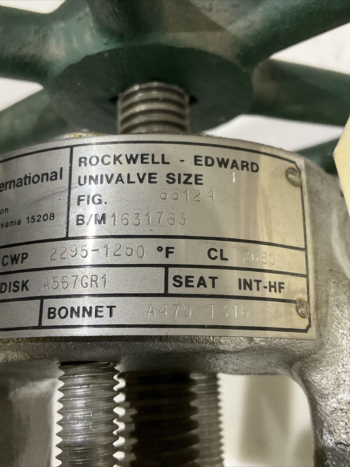 ROCKWELL INTERNATIONAL 66124 SP84A GATE VALVE 1” T317 STEM A567GR1 373