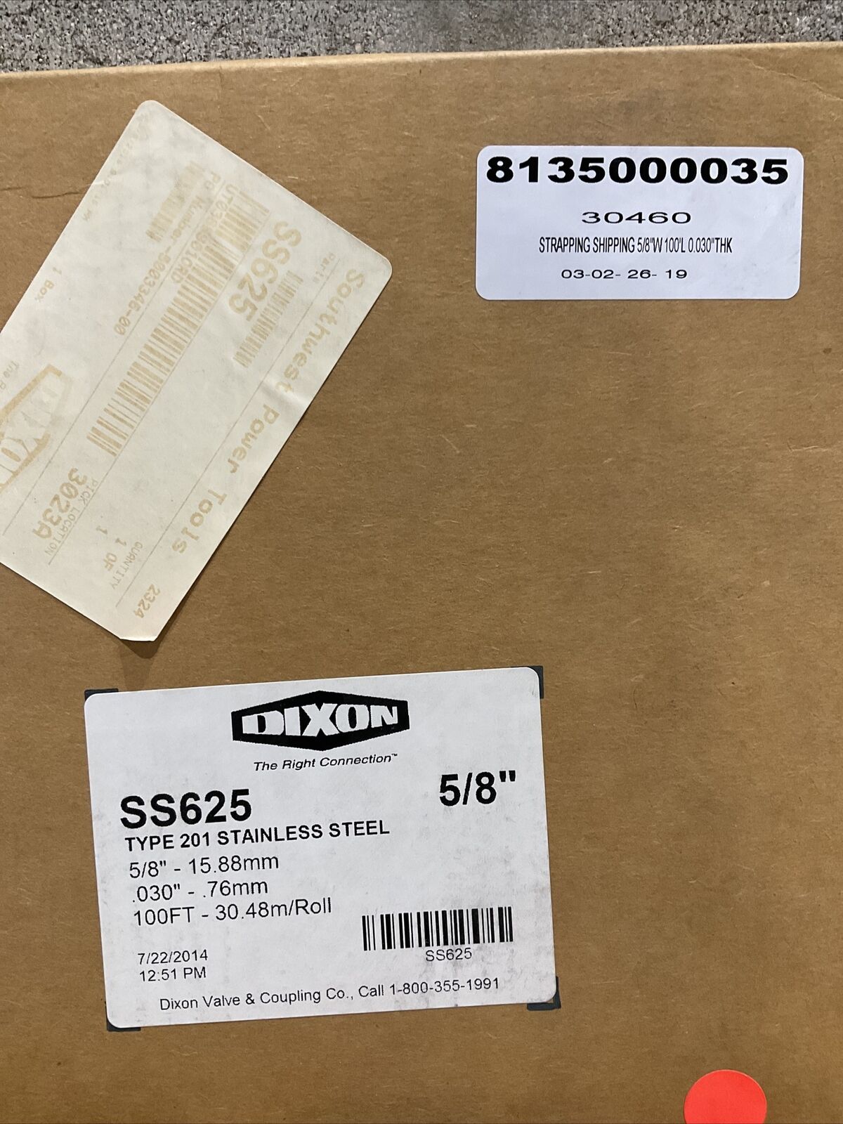 DIXON SS625 SHIPPING STRAPPING TYPE 201 5/8” LOT OF 2 373
