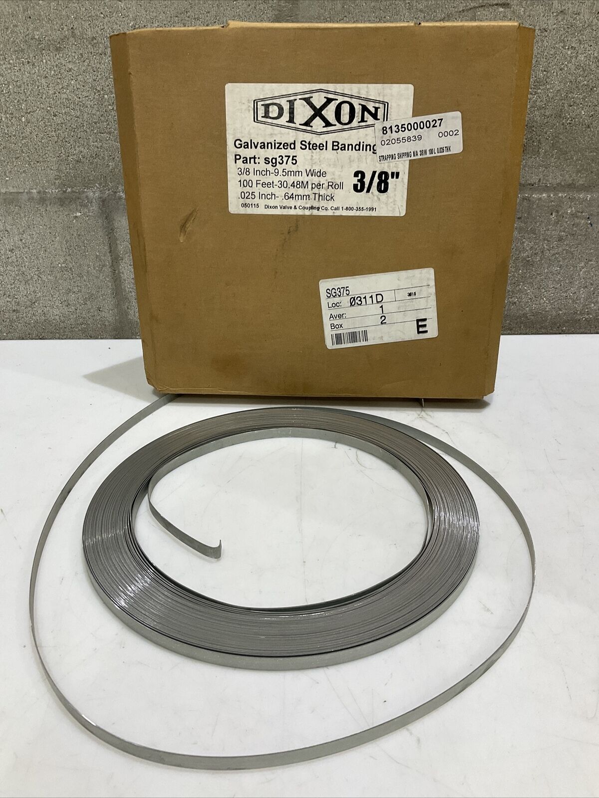 DIXON SG375 GALVANIZED STEEL BANDING 3/8” 100 FT LOT OF 2 373