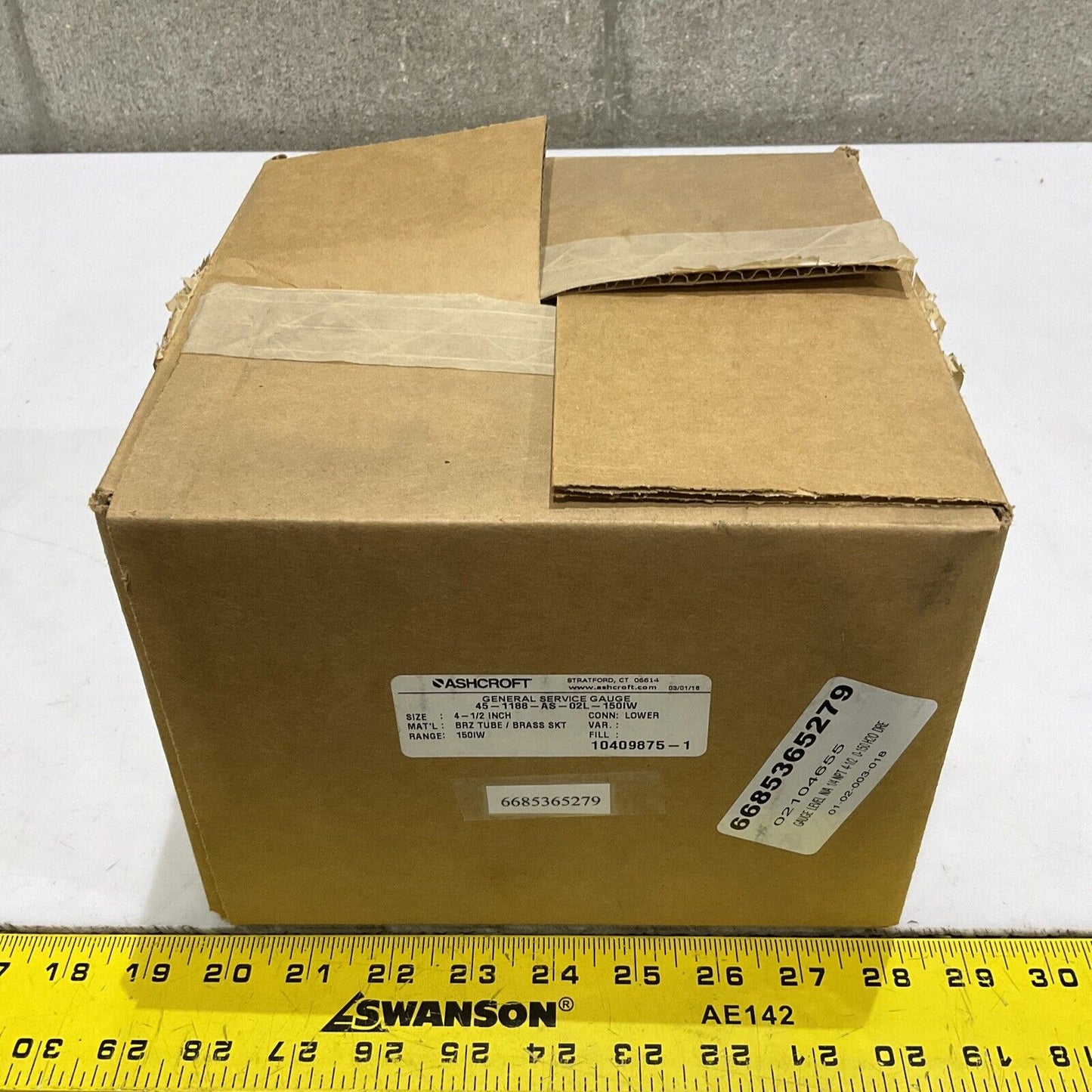 ASHCROFT 46-1188-AS-02L-150IW LEVEL BELLOWS GAUGE 4-1/2” 150IW 373