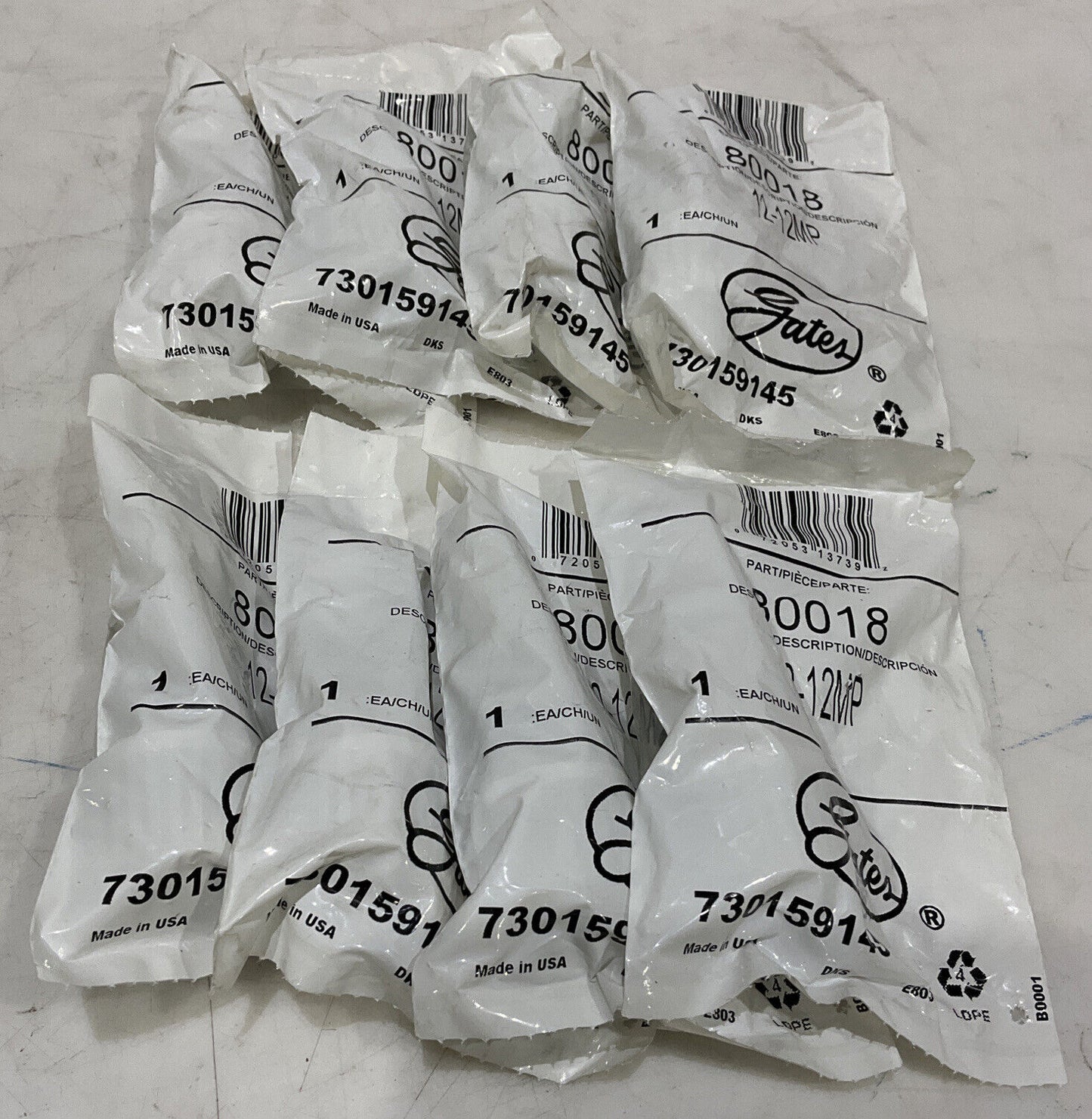 GATES 80018 12-12MP HOSE ADAPTER LOT OF 8 373
