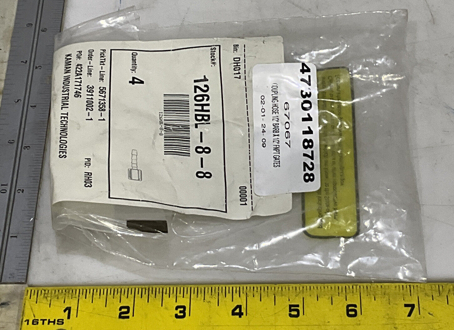 GATES FNPT 126HBL-8-8 HOSE COUPLING LOT OF 4 373
