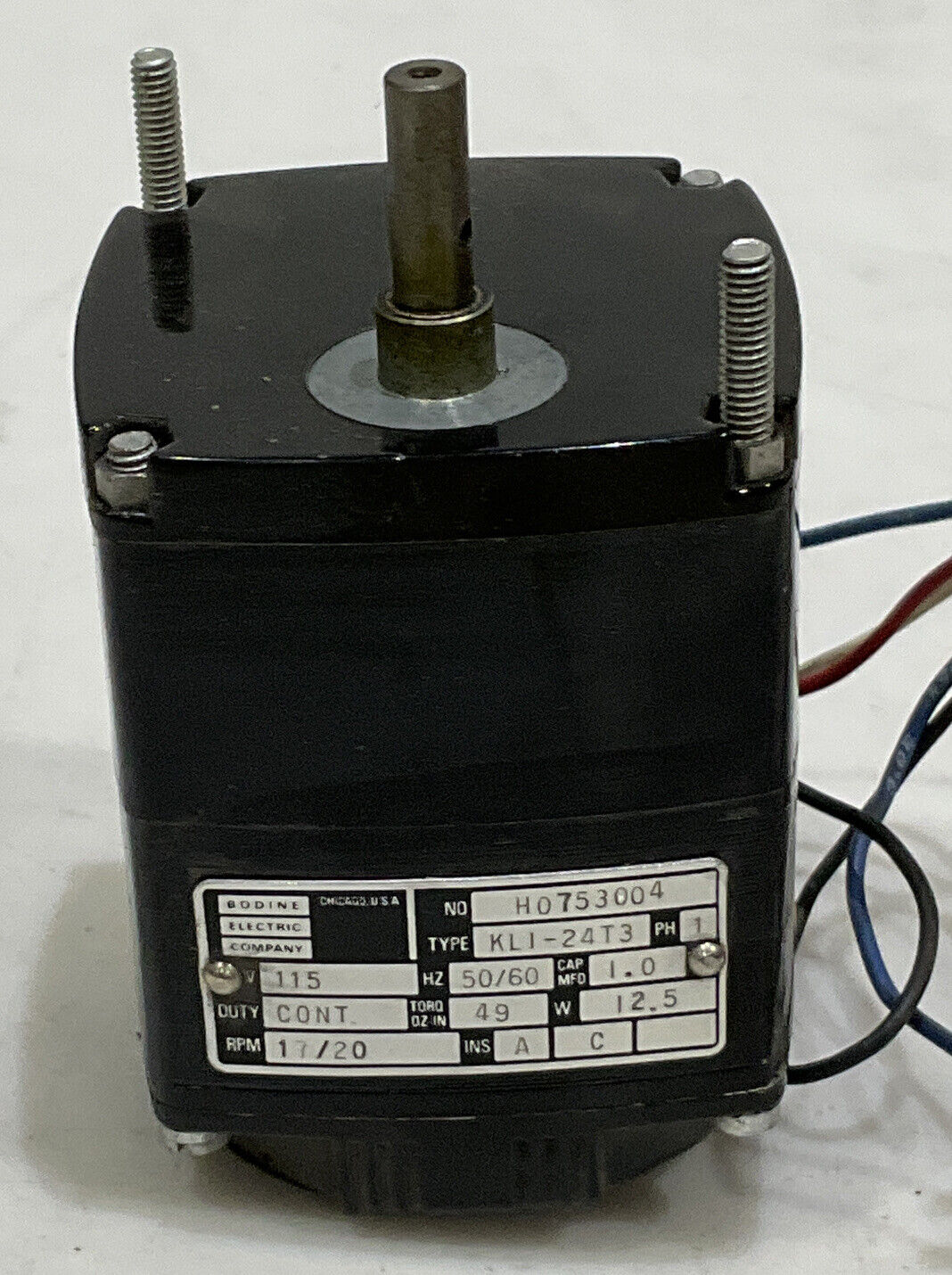 BODINE ELECTRIC H0753004 KLI-24T3 GEARMOTOR 115 V 50/60HZ 373