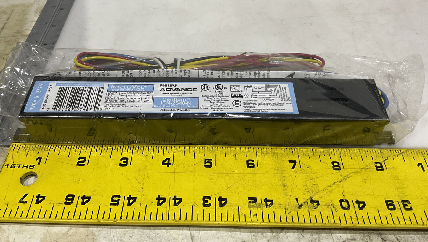 PHILIPS ADVANCE ICN-2S40-N CENTIUM RAPID START BALAST 120V 50/60HZ 373