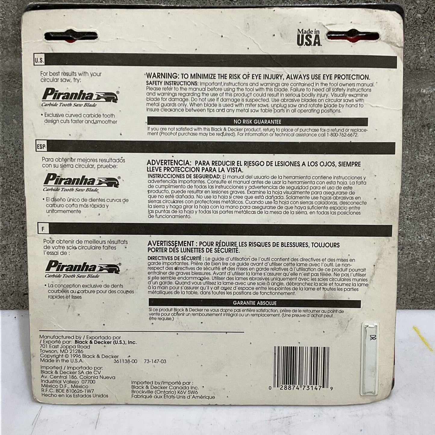 BLACK & DECKER 73-147 PRECISION GROUND STEEL SAW BLADE 7 1/4” LOT OF 2 373